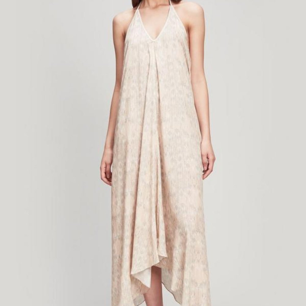 NWT Hansine Balinese Feather Halter Dress - Blue